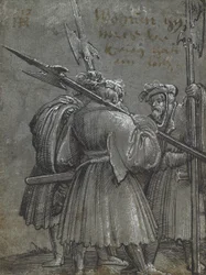 Trzynocny stróż, 1513 (rysunek na niebieskoszarym papierze)
