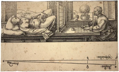 Artysta rysujący akt za pomocą przyrządu perspektywicznego, 1538