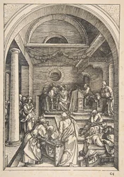 Chrystus wśród lekarzy, z Żywotu Dziewicy, wydanie łacińskie, 1511.n.d.
