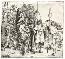 Pięciu żołnierzy i Turk na koniu, prawdopodobnie 1496.
