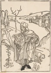 Gerson jako pielgrzym, frontyspis do Gersonis Opera, 1489.n.d.