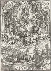 Jana przed Bogiem Ojcem i Starszymi, z epizodu Apokalipsy. 1496