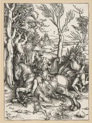 Rycerz na koniu i landsknecht