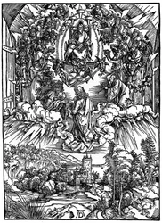 Scena z Apokalipsy, św. Jan przed Bogiem Ojcem i Dwudziestu Czterech Starców, 1498, 1936.