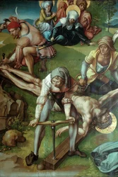 Poliptyk Siedmiu Boleści Chrystus przybity do krzyża, 1495-1496.