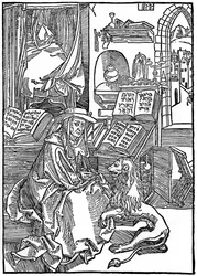 Św. Hieronim w swoim gabinecie wyciąga cierń z łapy lwa, 1492, 1936
