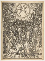 Adoracja Baranka, z Apokalipsy, wydanie łacińskie, 1511, 1511.