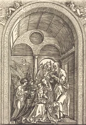 Święta Rodzina z Dwoma Aniołami w Sali Sklepionej, ok. godz. 1504.