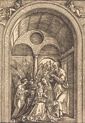 Święta Rodzina z Dwoma Aniołami w Sali Sklepionej, ok. godz. 1504.