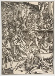 Męczeństwo św. Jana, z Apokalipsy, wydanie łac. 1511, ca. 1496.