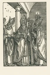 Biskup Mikołaj, święci Ulryk i Erazm, ok. 1505 r. (drzeworyt)