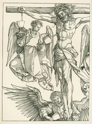 Chrystus na krzyżu z trzema aniołami, ok. 1513-13 (drzeworyt)