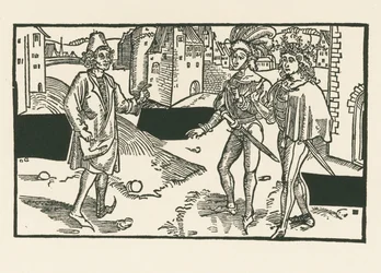 Davus, Pamphilus i Charinus, ok. 1492-93 (drzeworyt)