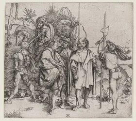 Pięciu żołnierzy i Turk na koniu, 1495-96