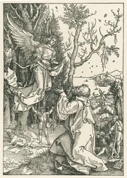 Anioł przynoszący wiadomość Joachimowi, ok. 1504 r. (drzeworyt)