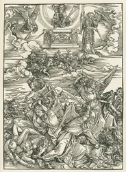 Bitwa aniołów. Objawienie Świętego Jana, ok. 1496-98 (drzeworyt)