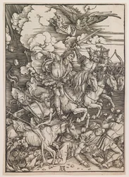 Czterej jeźdźcy Apokalipsy, z "Apokalipsy", ok. 1497-98 (drzeworyt)