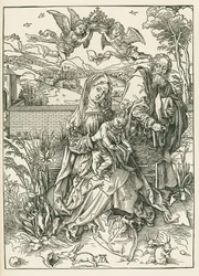 Święta Rodzina z trzema zającami, ok. 1497 (drzeworyt)