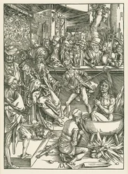 Męczeństwo świętego Jana Ewangelisty, ok. 1496-97 (drzeworyt)