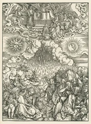 Otwarcie piątej i szóstej pieczęci. Objawienie Świętego Jana, ok. 1497-98 (drzeworyt)