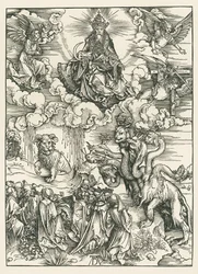 Potwór morski i bestia z rogami baranka. Objawienie Świętego Jana, ok. 1496-97 (drzeworyt)