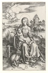 Dziewica z małpą, c.1498 (Grawerowanie Burina)