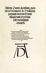 Strona tytułowa z monogramem drzeworytu Durera z „Hierinn sind vier bücher von Menschen Proportion”