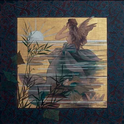 Kompozycja ze skrzydlatą nimfą o wschodzie słońca - Obraz Alexandre de Riquer i Ynglada (1856-1920)