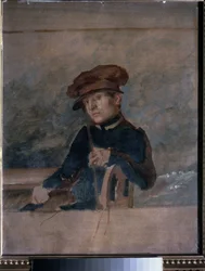 Autoportret. Praca Aleksandra Aleksandrejewicza Iwanowa (1806-1858), olej na papierze