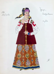 Projekt kostiumu do sztuki Burza Aleksandra Ostrowskiego, 1916.