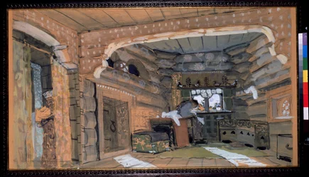 Scenografia do opery Pskowska dziewica Mikołaja (Nikołaja) Rimskiego Korsakowa (Rimski-Korsakow) (1844-1908) (Scenografia do opery Pskowska dziewica N. Rimskiego Korsakowa (Rimski-Korsakow)). wnętrze