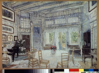 Dekoracja przygotowawcza do opery Magiczne lustro Arsenija Koreshchenko (1870-1921) (scenografia do opery Magiczne lustro A. Koreshchenko). Praca Aleksandra Jakowlewicza Gołowina (Aleksander Gołowin) (1863-1930), gwasz na papierze