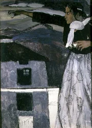 Kobieta w szarości (olej na płótnie)
