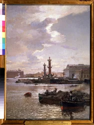 Giełda w Petersburgu. Obraz Aleksandra Karlowicza Beggrova (1841-1914). Olej na płótnie, 80 x 58 cm