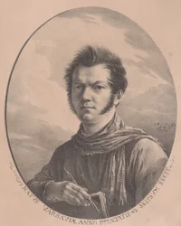 Autoportret z albumem i długopisem, 1819., 1819.
