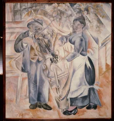 Muzycy. Malarstwo Aleksandra Wasiljewicza Szewczenki (Aleksander Szewczenko) (1883-1948), olej na płótnie