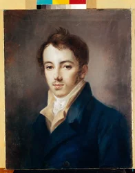 Portret dekabrysty (dekabrysty) Michaiła A. Fonvizina (1787-1854). (Portret dekabrysty M.A. Fonvizina). Praca Aleksieja (Alexis) Gevrilovich Venetsianov (1780-1847), pastel na tekturze