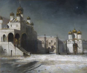 Plac Katedralny na Kremlu moskiewskim nocą, 1878 r.