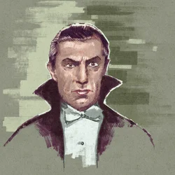 Portret węgierskiego aktora Bela Lugosiego jako hrabiego Draculi (ilustracja)