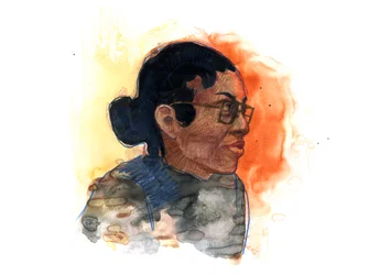 Portret Rosy Parks (1913-2005) kultowej postaci w walce z segregacją rasową w Stanach Zjednoczonych (Afroamerykańska działaczka na rzecz praw obywatelskich Rosa Parks)