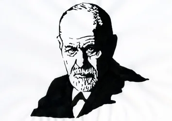 Retrato de Sigmund Freud (1856-1939), psiquiatra austríaco (Retrato de Sigmund Freud Neurologista austríaco e pai da psicanálise) - Ilustração de Alessandro Lonatipolish