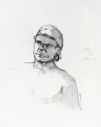Portret pirata (kasarza) lub popiersie marynarza. Rysunek autorstwa Alessandro Lonatiego.