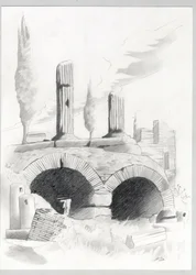 Ruiny z czasów rzymskich w Rzymie, Forum (foro romano) Rysunek Alessandro Lonati.