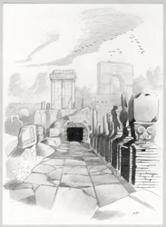 Ruiny z czasów rzymskich w Rzymie, Forum (foro romano) Rysunek Alessandro Lonati.