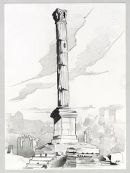 Ruiny z czasów rzymskich w Rzymie, Forum (foro romano) Rysunek Alessandro Lonati.