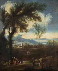 Pejzaż z postaciami, ok. 1710-40 (olej na płótnie)