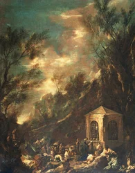 Scena pielgrzymki Alessandro Magnasco, znanego jako Lissandrino (1667-1749) (obraz)