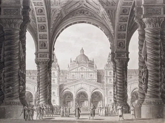 Scenografia do Opery seria I due Valdomiri Petera Wintera. Teatr alla Scala, 1818.