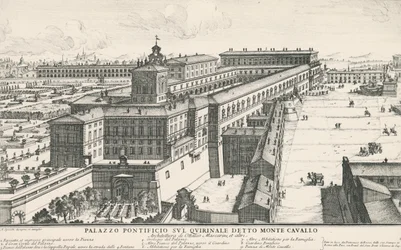 Pałac Papieża na Kwirynale, znany również jako Monte Cavallo, rysunek i rycina Alessandro Specchi (1668-1729), Włochy