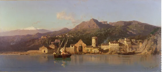 Widok na Taorminę na Sycylii z Etną w tle, 1868